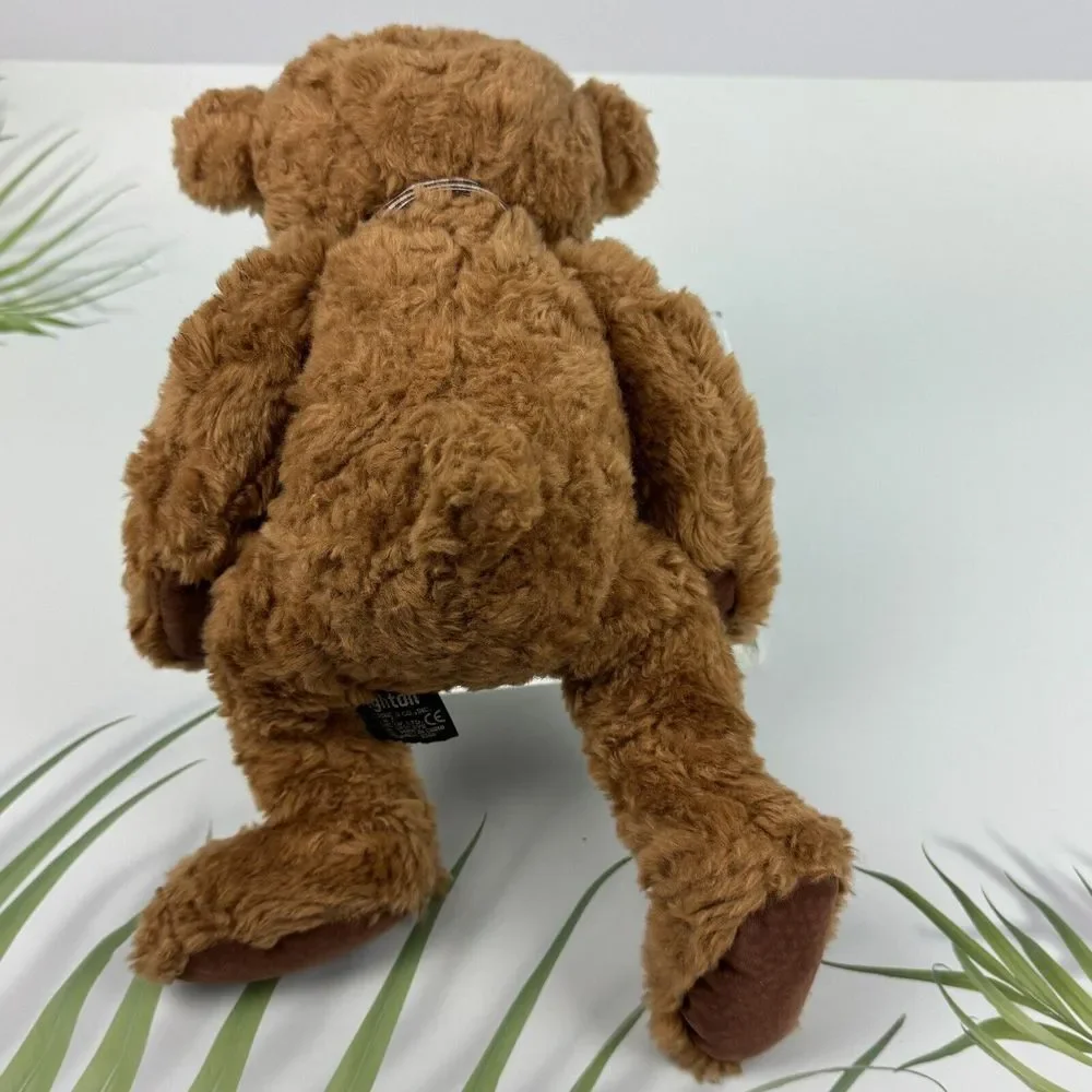 Brighton Russ Berrie Stuffed Brown Teddy Bear VTG Plush Jointed Gingham‎ Bow